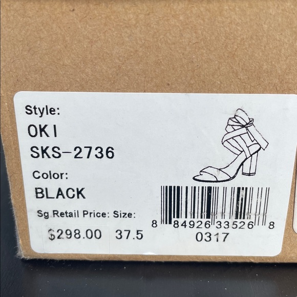 Joie Oki Ankle Tie Suede Sandal Black Block Heeled NWOT - Picture 11 of 12